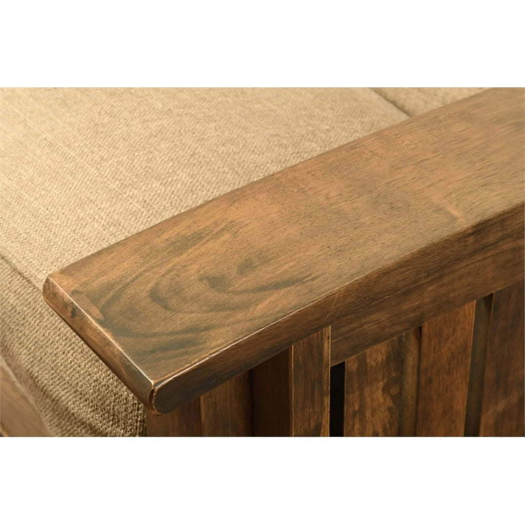 Rustic Walnut Brown Futon with Storage Drawers U2902