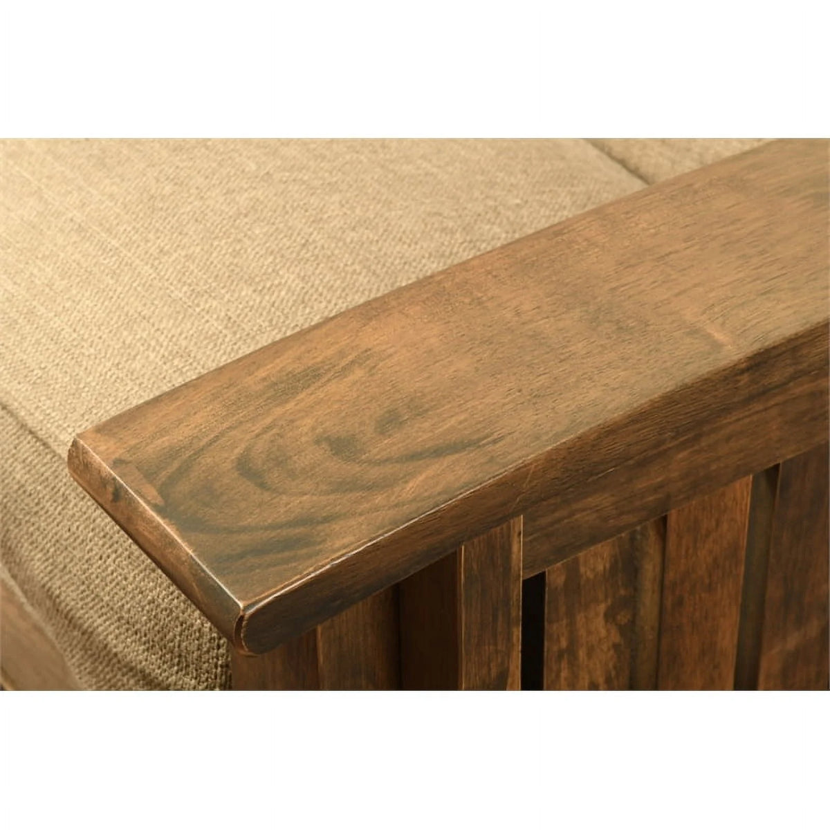 Rustic Walnut Brown Futon with Storage Drawers U2902