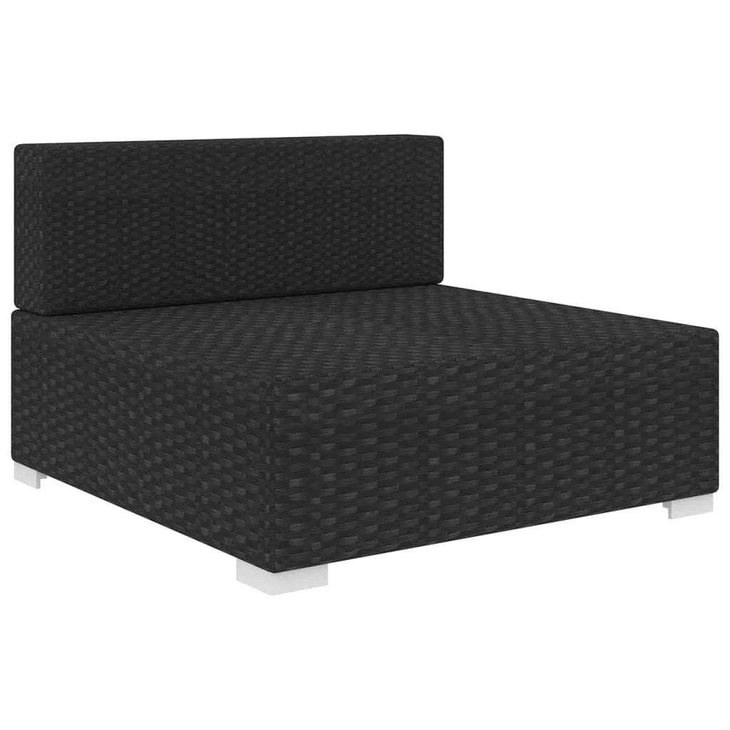 Poly Rattan Black Sectional Middle Seat with Cushions C183