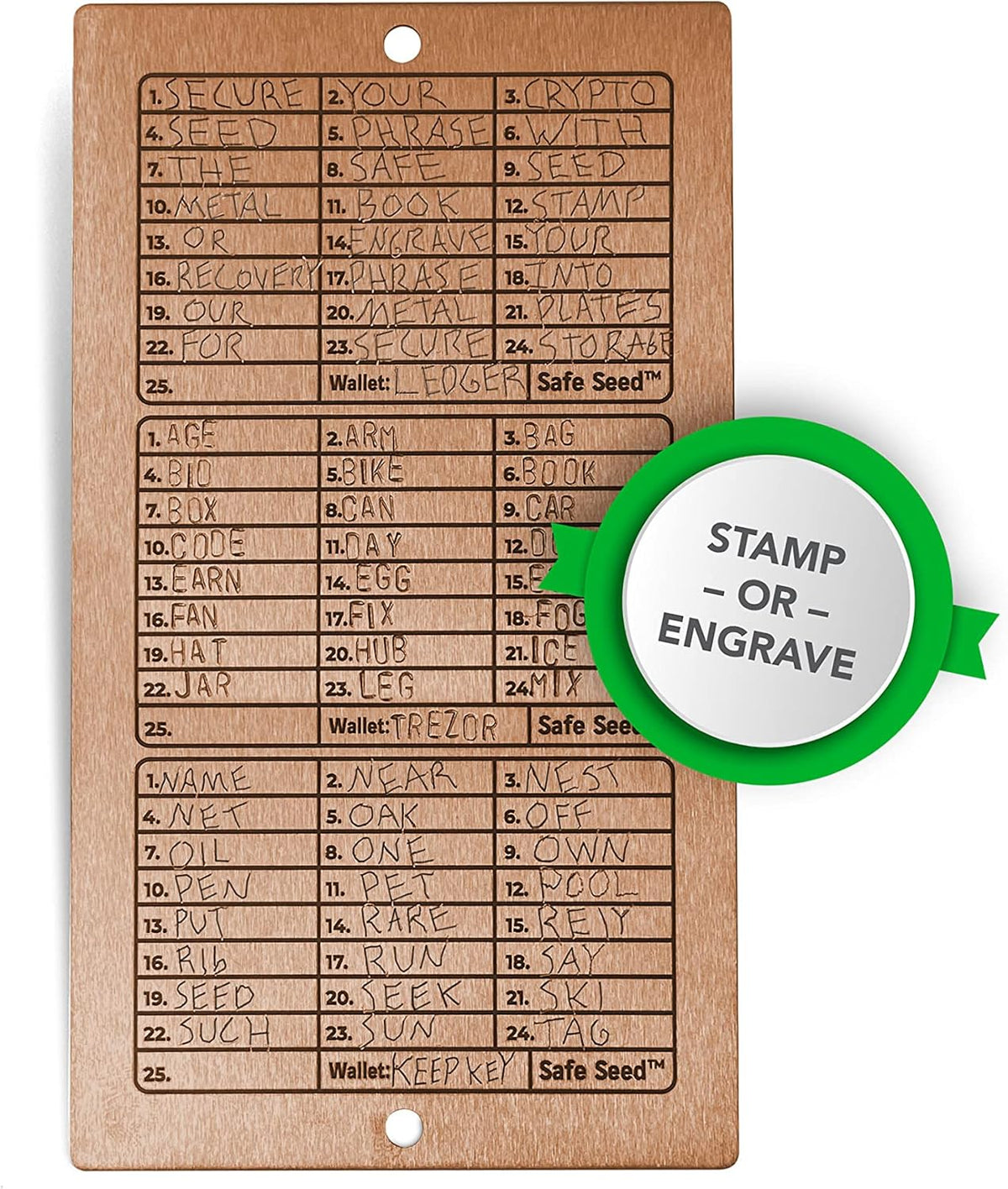 Copper Edition Metal Book Seed Phrase Hardware Cryptocurrency W9104