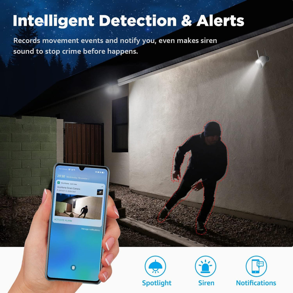 Wireless 1080P Rechargeable Battery Powered Security Camera with Siren Alarm Z2694