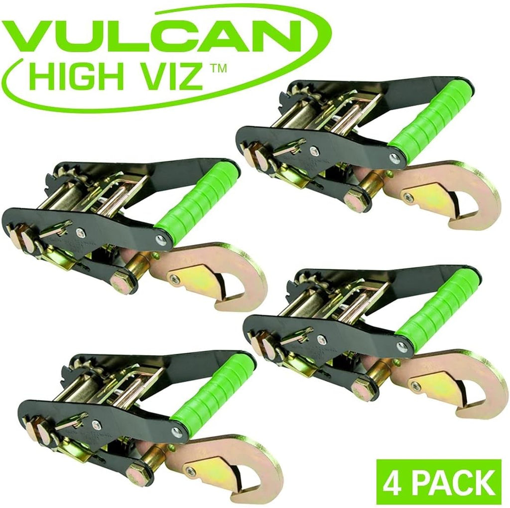 Ratchet Buckle with Snap Hook, 2 Inch Wide, High-Viz, 4 Pack Q811461