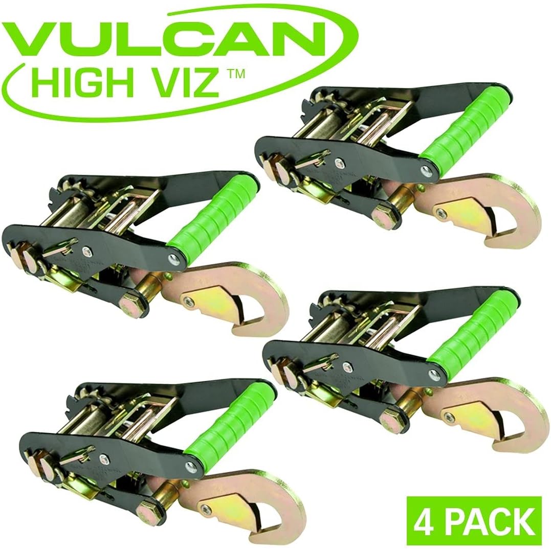 Ratchet Buckle with Snap Hook, 2 Inch Wide, High-Viz, 4 Pack Q811461