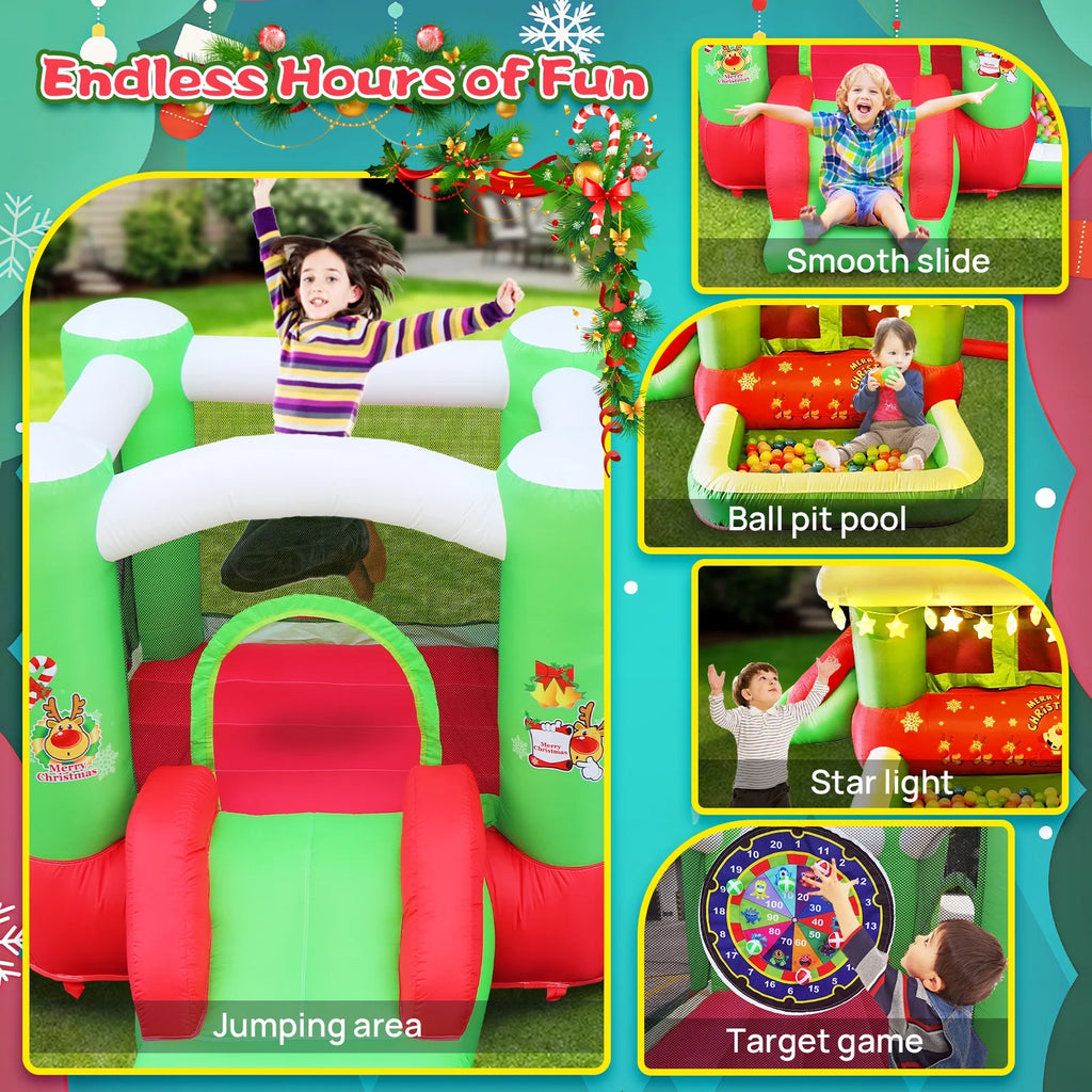 Inflatable Bouncy Castle with Blower, 80" x 91" Play Area, 55" Tall J351144