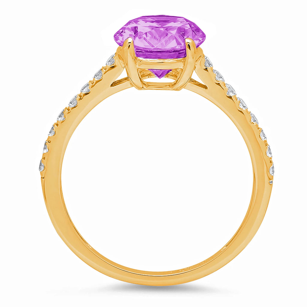 Oval Cut Simulated Alexandrite 18k Yellow Gold Ring Size 3.75 G243