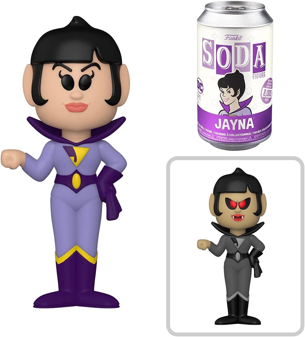 Wonder Twins Figures Zan + Jayna Soda tin Can with Bat Mite Villain & Super Friends 3 Items F55267