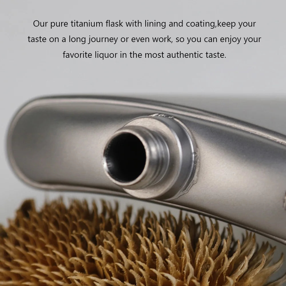 Titanium Flask Hip Flagon with Screw Clip Ultralight Flat Bottle with Ti Funnel P463