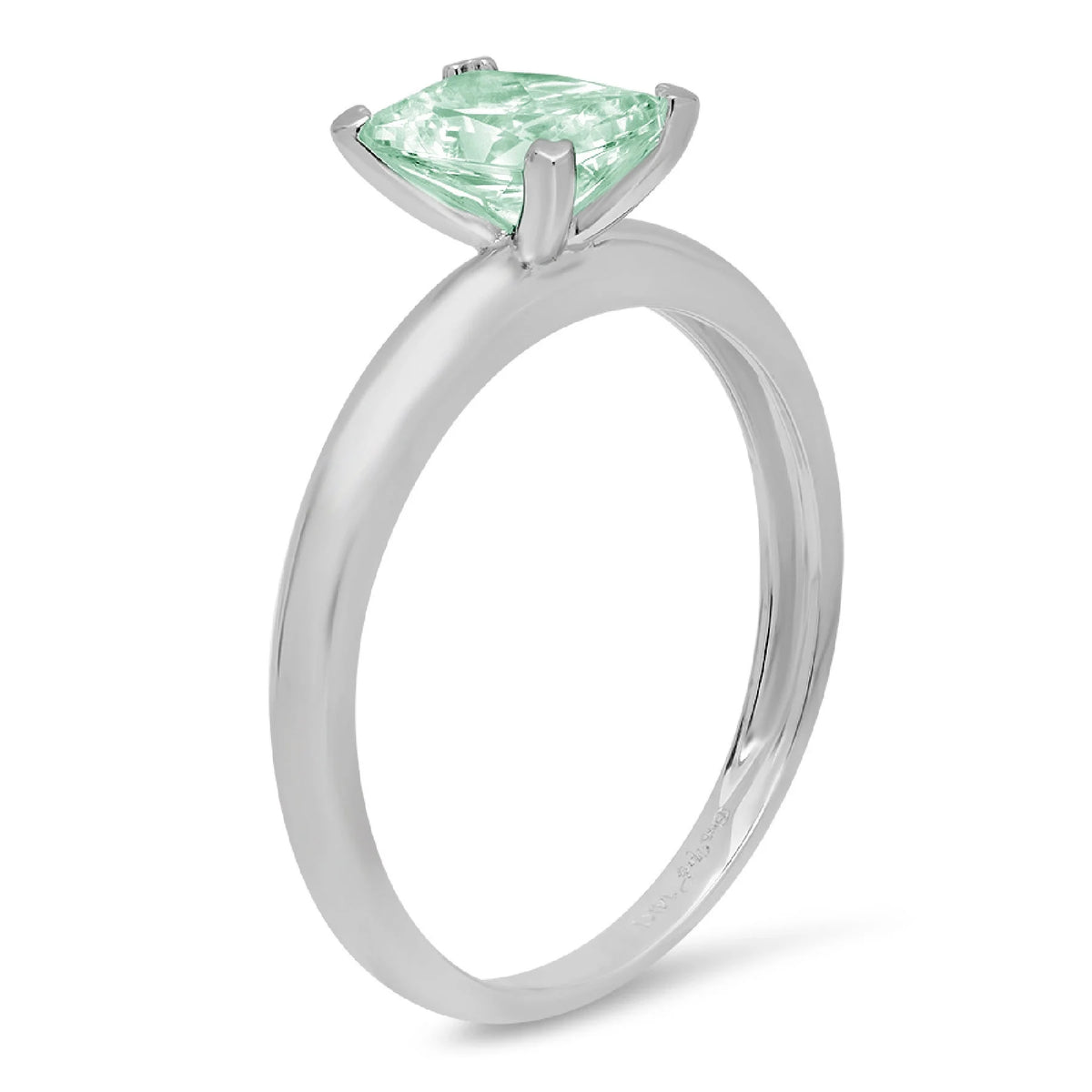 Emerald Cut Blue Moissanite 18k White Gold Ring Size 3.75 R72865