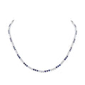 14K White Gold Round Blue Sapphire Diamond Tennis Necklace D12658