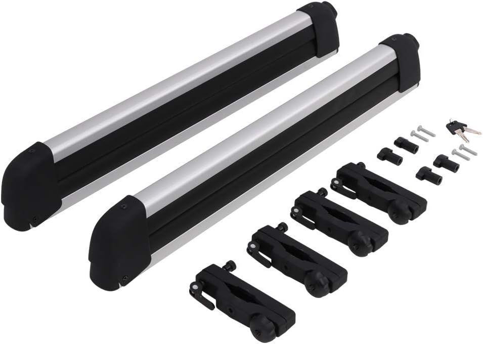 Lockable Cross Bars Ski Snowboard Racks Kit for 4 Skis or 4 Snowboards I34585