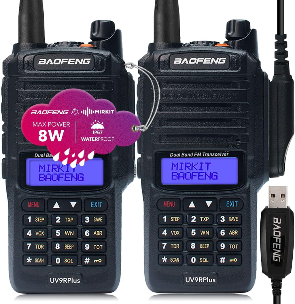 2pcs Waterproof Handheld Radio with USB Programming Cable & 2200mAh Battery, IP67 P80662