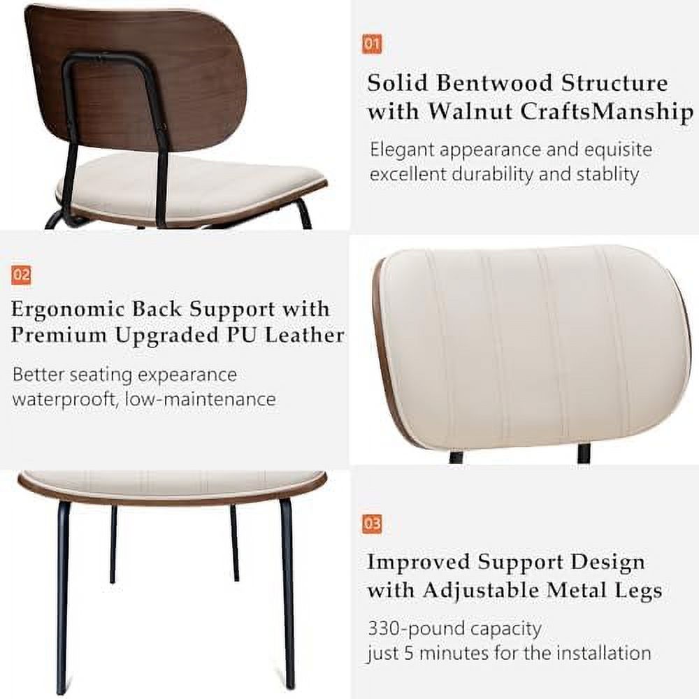 Faux Leather Walnut Dining Chairs with Ergonomic Backrest Upholstered Seat F9911