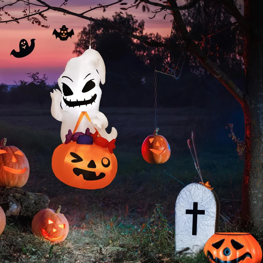 Halloween Inflatable Decor, Ghost Holding Trick Or Treat Bag P191216