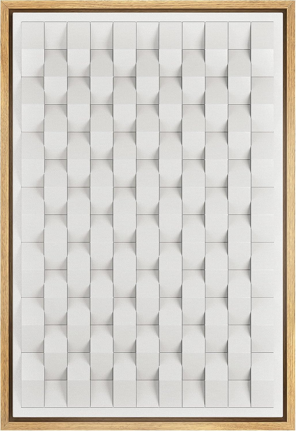 Framed Canvas Print Wall Art Textured White Blocks Abstract Shapes 16x24 D7564