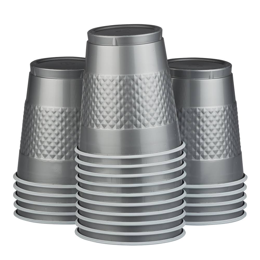 200 Bulk Plastic Cups 12 oz Silver P1449
