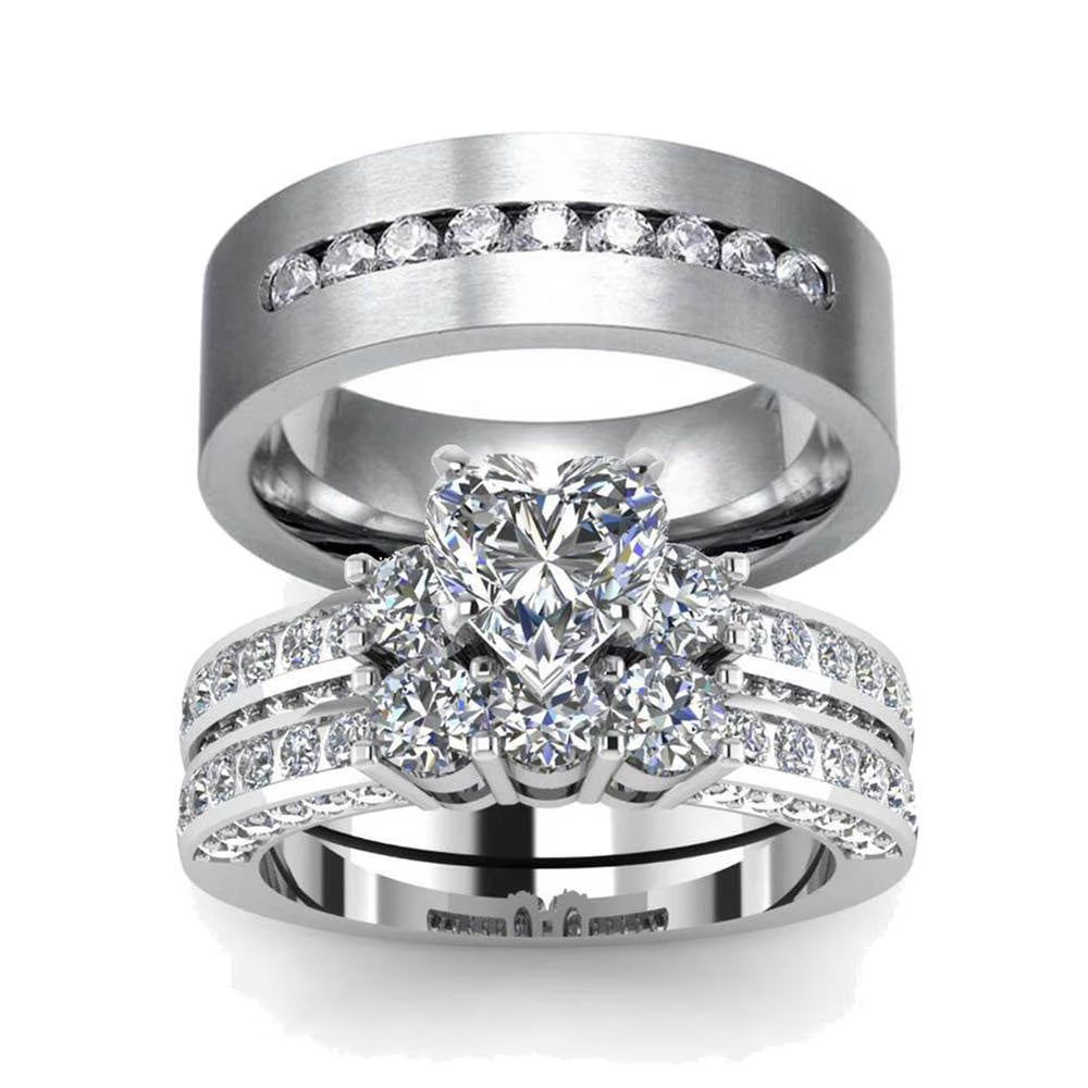 Sterling Silver Diamond Wedding Ring Set O55903
