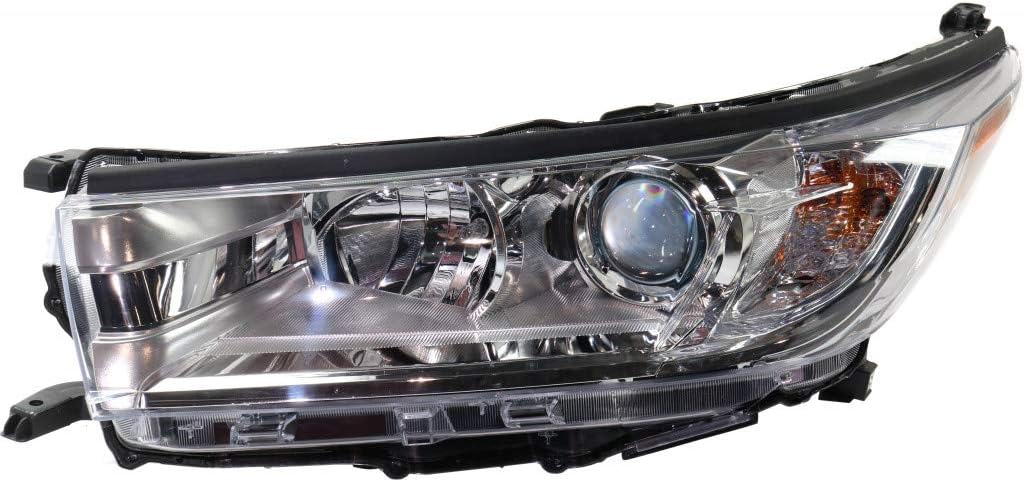 Headlight Assembly for Toyota Highlander 2017 2018 2019 Passenger Side Chrome Bezel P97392