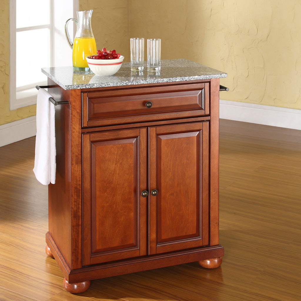White/Gray Wood Portable Kitchen Island V1479