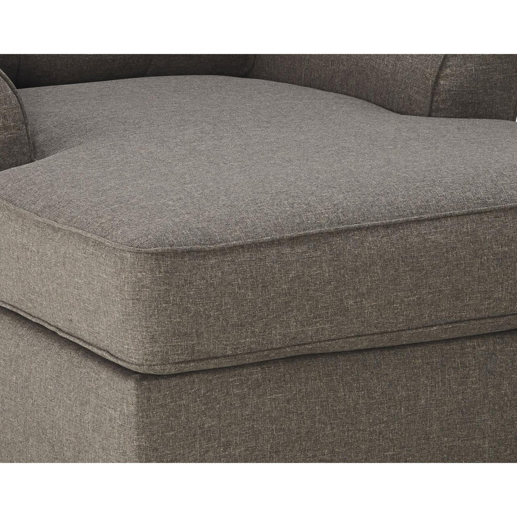 Taupe Gray Fabric Upholstered Chaise with Tufted Back and Flared Arms N578
