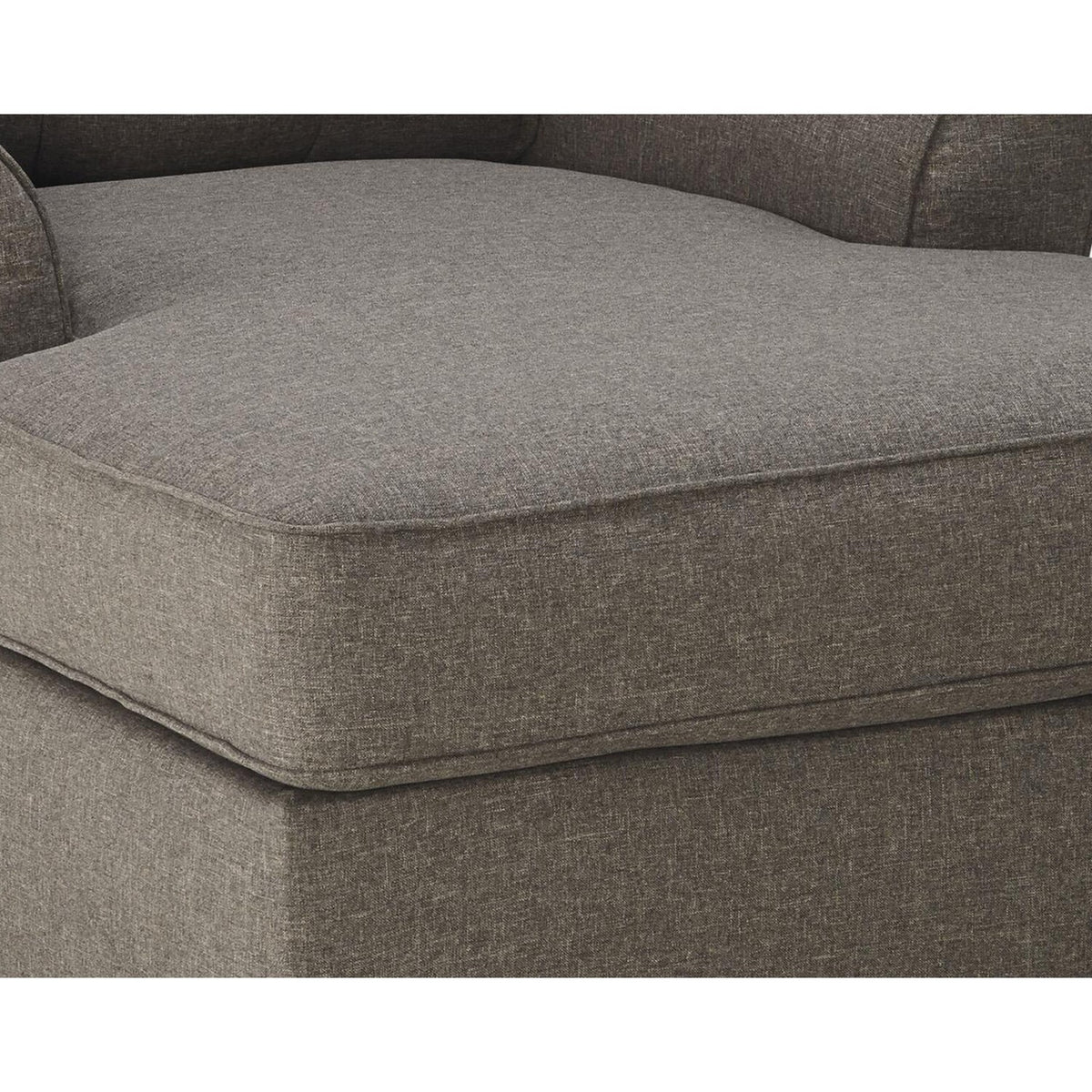 Taupe Gray Fabric Upholstered Chaise with Tufted Back and Flared Arms N578