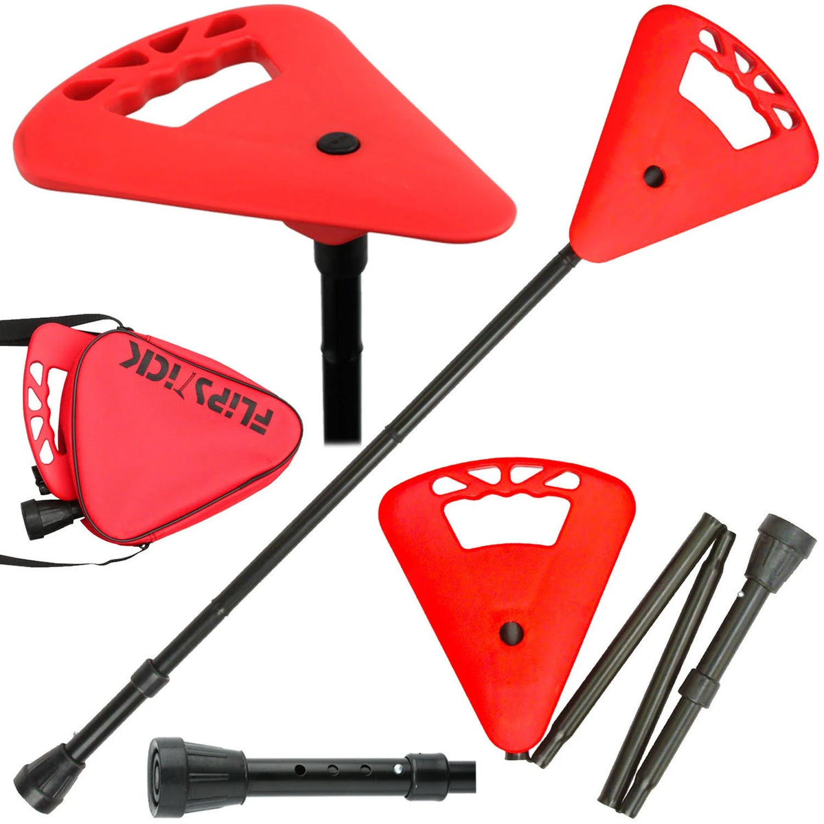 Red Adjustable Seat Cane with Red Bag R1242