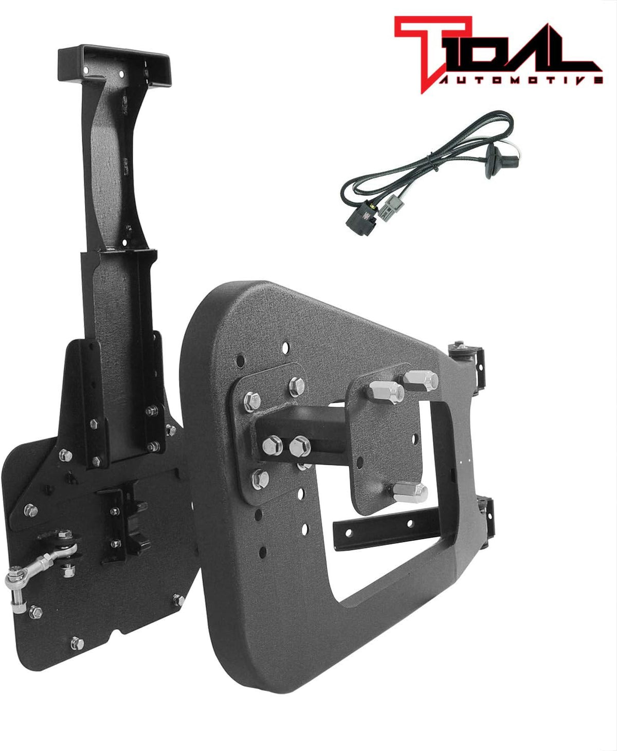 Tire Carrier on Door Hinge with Adjustable Tire Mount R721048