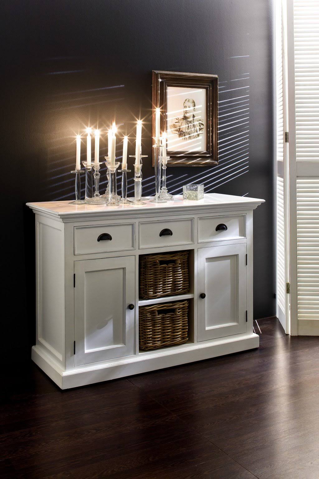 White Large Accent Cabinet with Baskets H32294