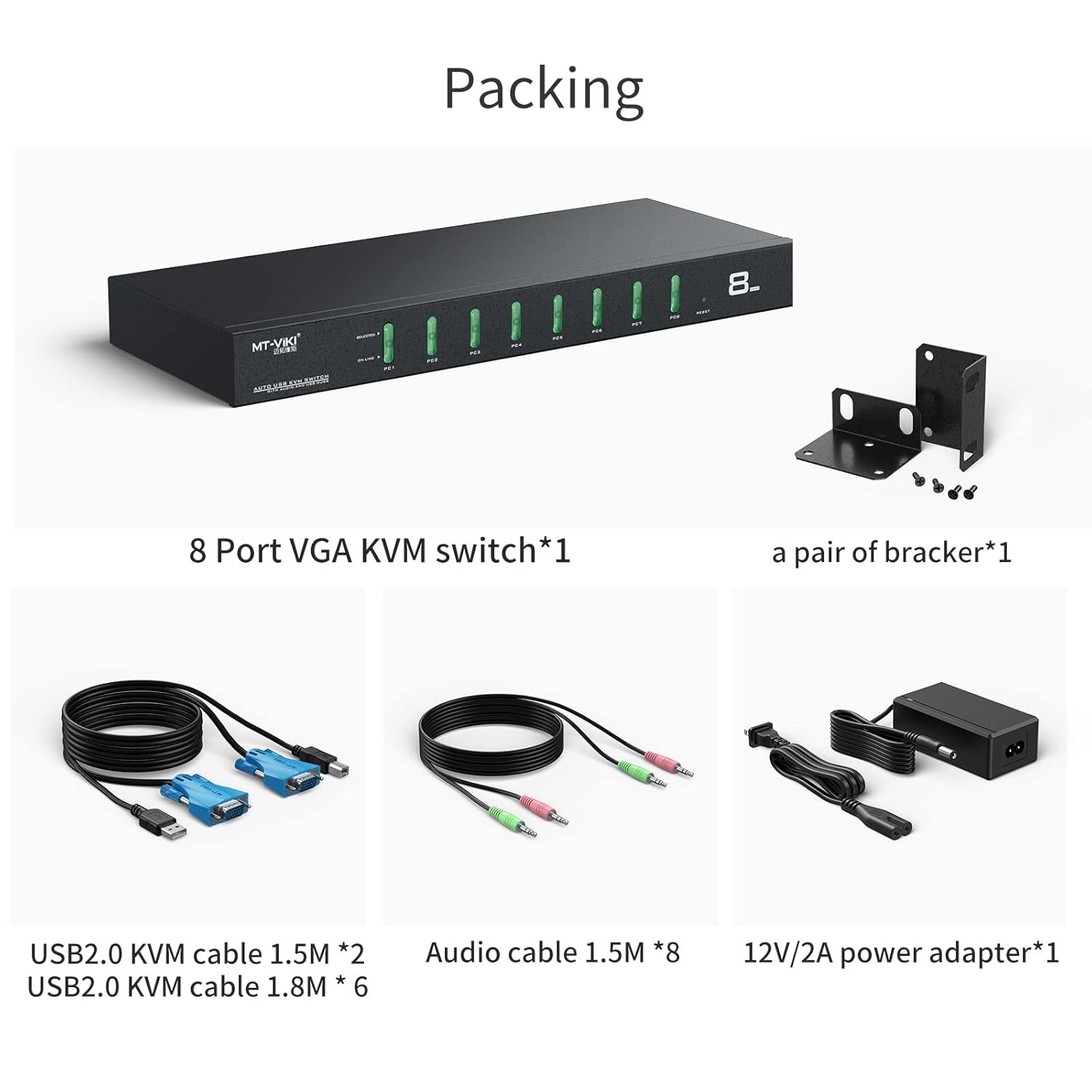 8 Port USB VGA KVM Switch with Audio J182