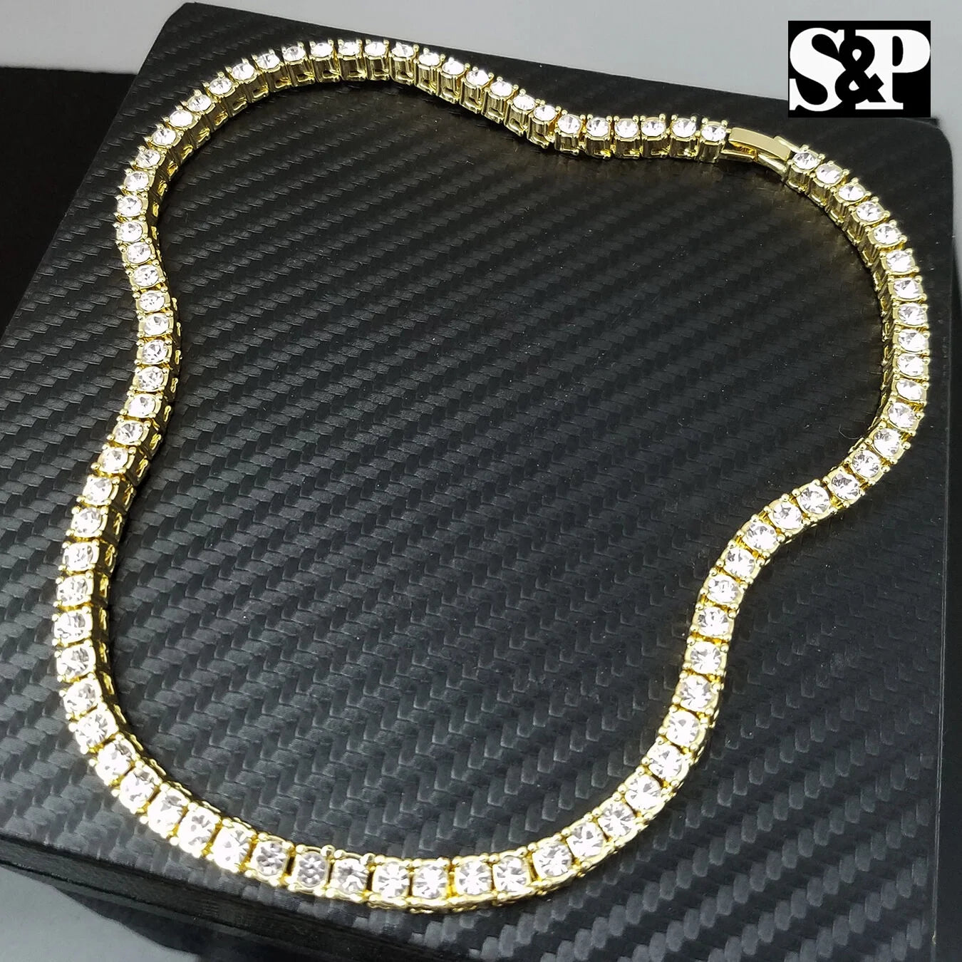 Choker 16" 1 Row Diamond Tennis Chain & Necklace Set I3501