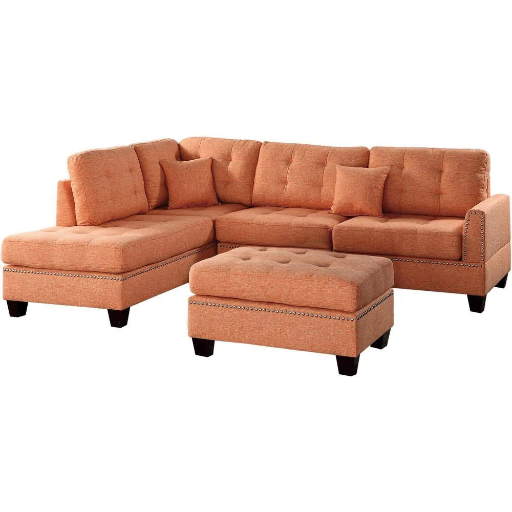 Citrus Polyester 6-Seater L-Shaped Sectional Sofa with Ottoman H230