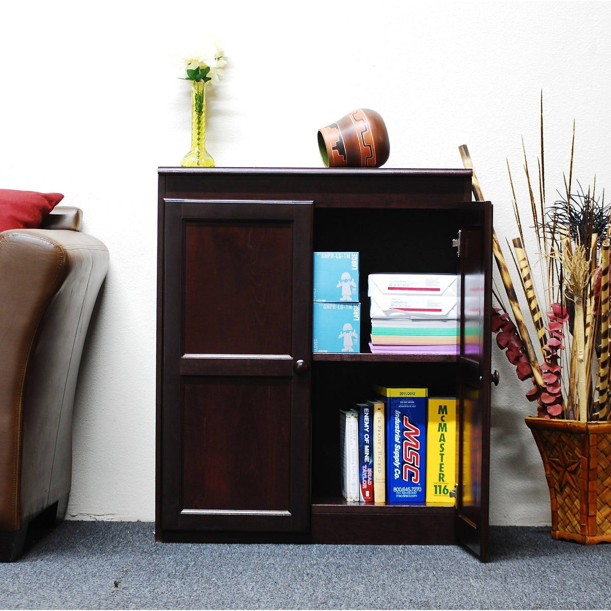 Coastal White 36 inch Storage Cabinet with 2 Shelves W7275