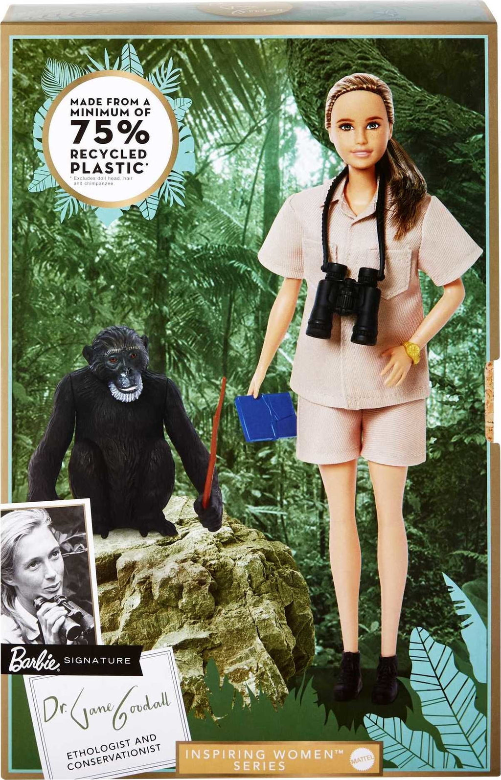 Jane Goodall Collectible Doll with Khaki Outfit and Accessories G376