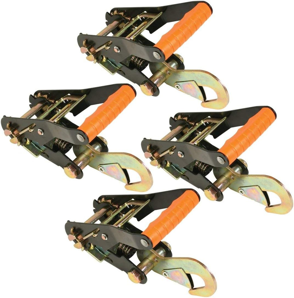 Ratchet Buckle with Snap Hook, 2 Inch Wide, High-Viz, 4 Pack Q811461