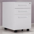3-Drawer Mobile Metal File Cabinet White E6842