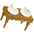 Walnut Double Basin Wash Sink Dollhouse Furniture C51177