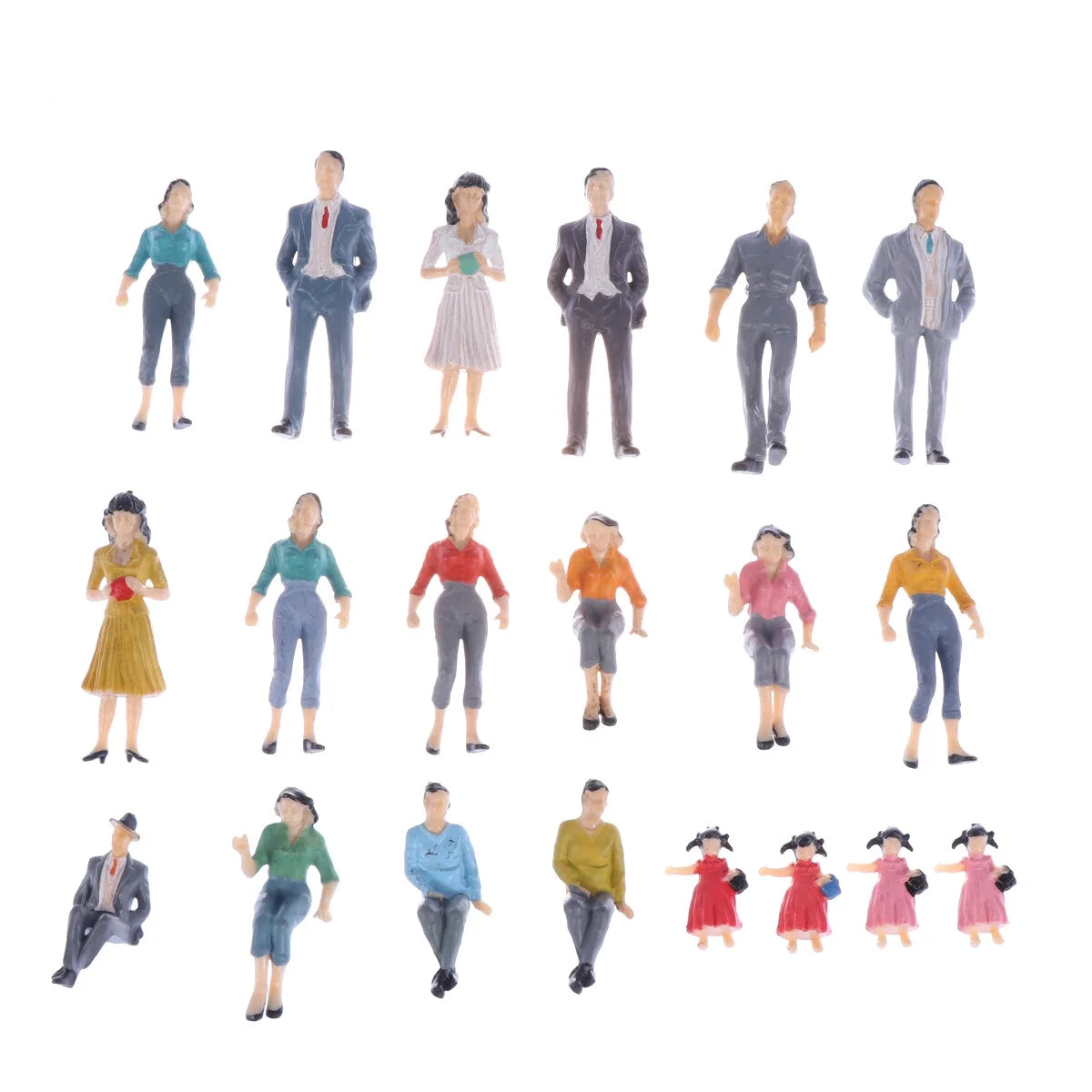 Mini Multicolor Painted Moulds People Figures for Doll House O18847