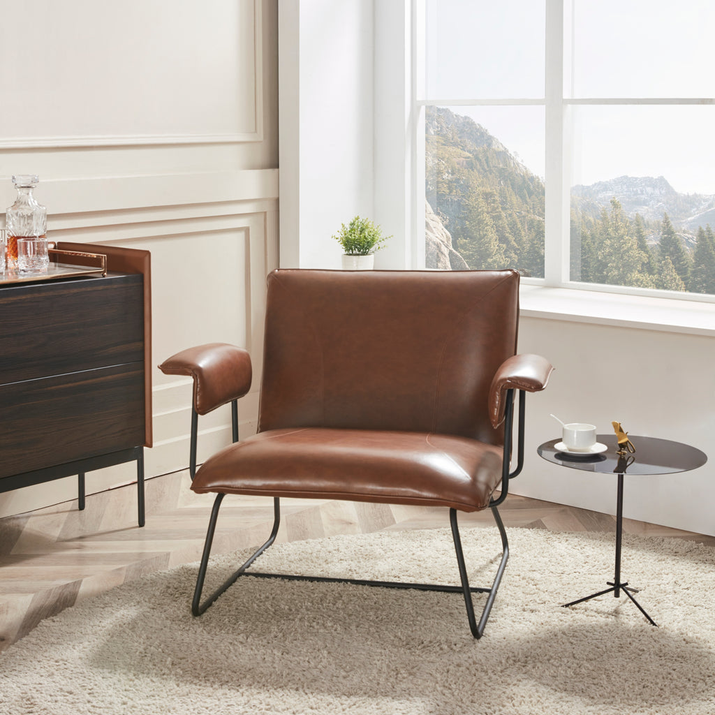 Black Bonded Leather Lounge Arm Chair E77946