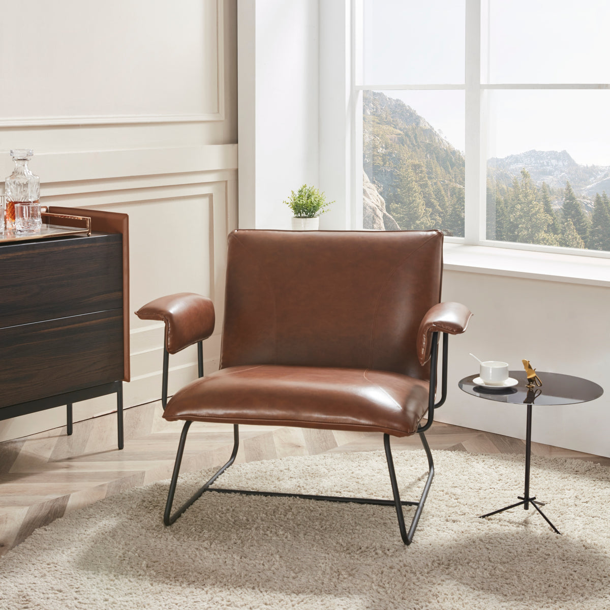 Black Bonded Leather Lounge Arm Chair E77946