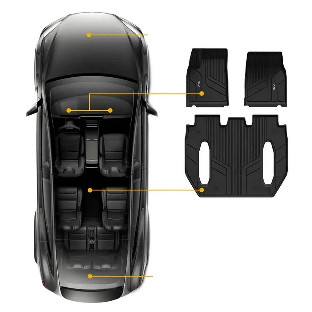 Custom Fit Floor Mats for Tesla Model X 6 Seat 1-3 Rows 2021-2023 All Weather TPE Full Set R4987
