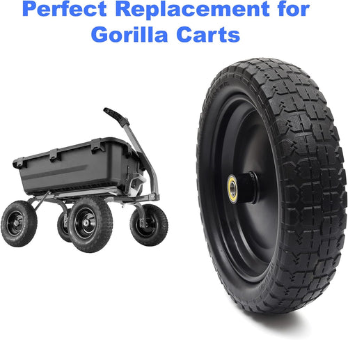 (2-Pack) 13" Solid Polyurethane Flat-Free Tire and Wheel Assemblies with 2.1" Hub M740198