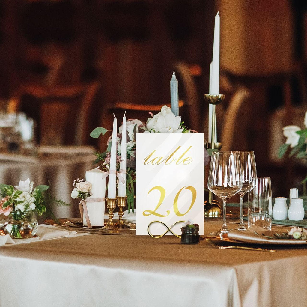 4x6 White and Gold Double Sided Table Numbers with Holders E22907