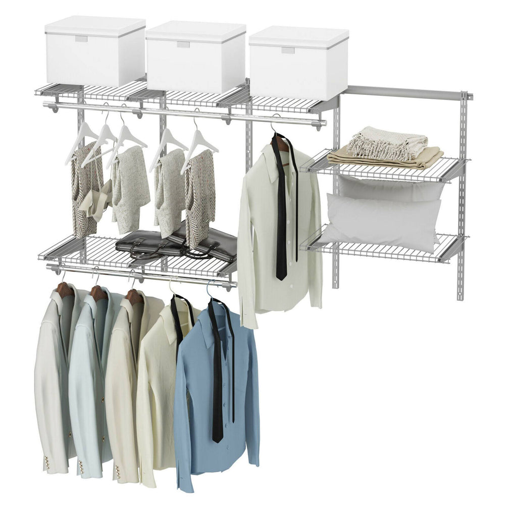 Grey Wall-Mounted Closet System with Hang Rod M449025