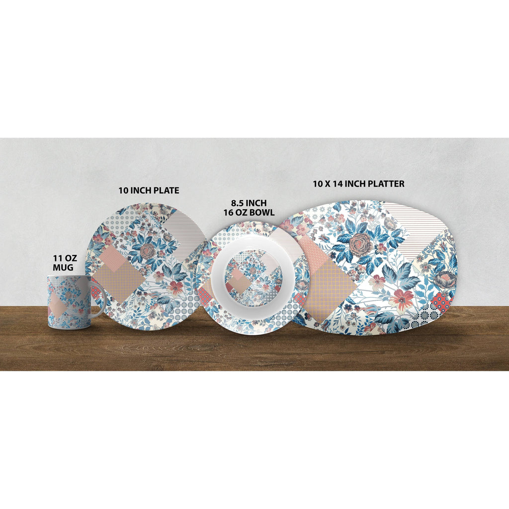 Peach Cream Black 10x22 Microwave Safe Dinner Set R510524