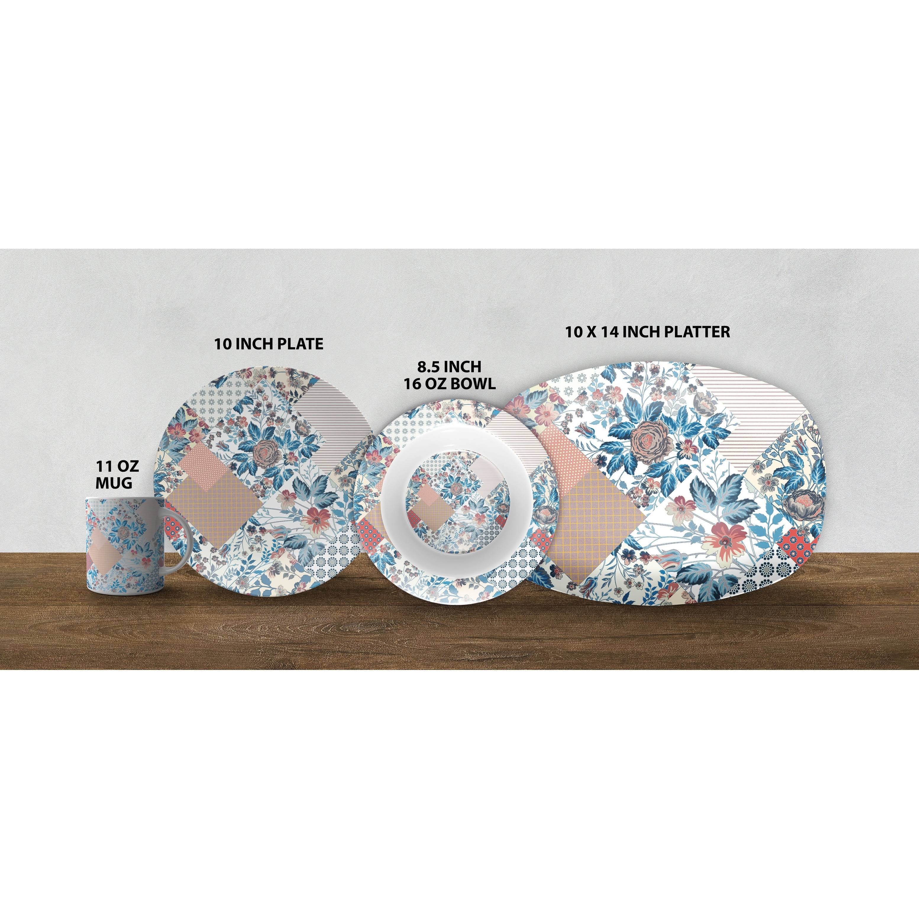 Peach Cream Black 10x22 Microwave Safe Dinner Set R510524