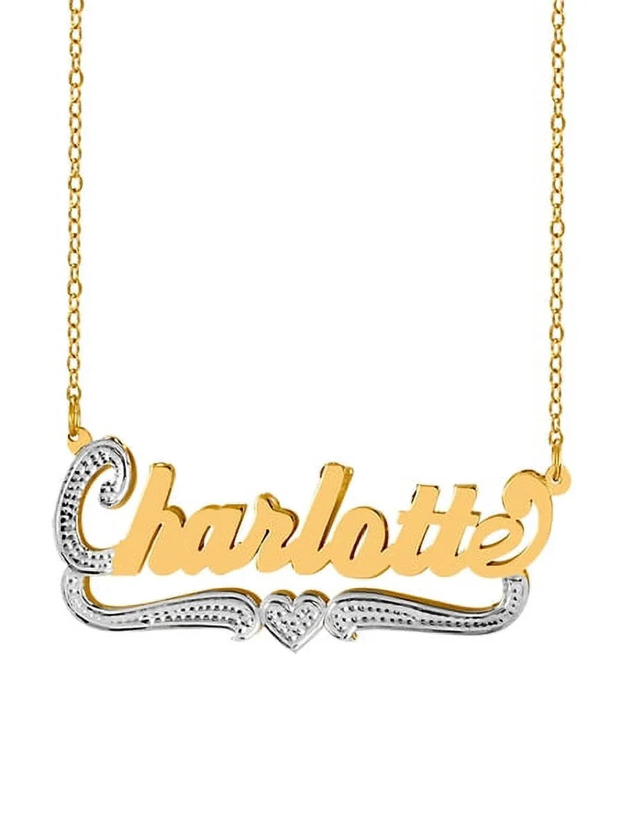 Personalized Name Necklace with Heart and Tail B230381