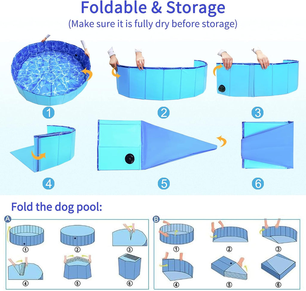 Collapsible Dog Pool with Non-Slip PVC Board L165856