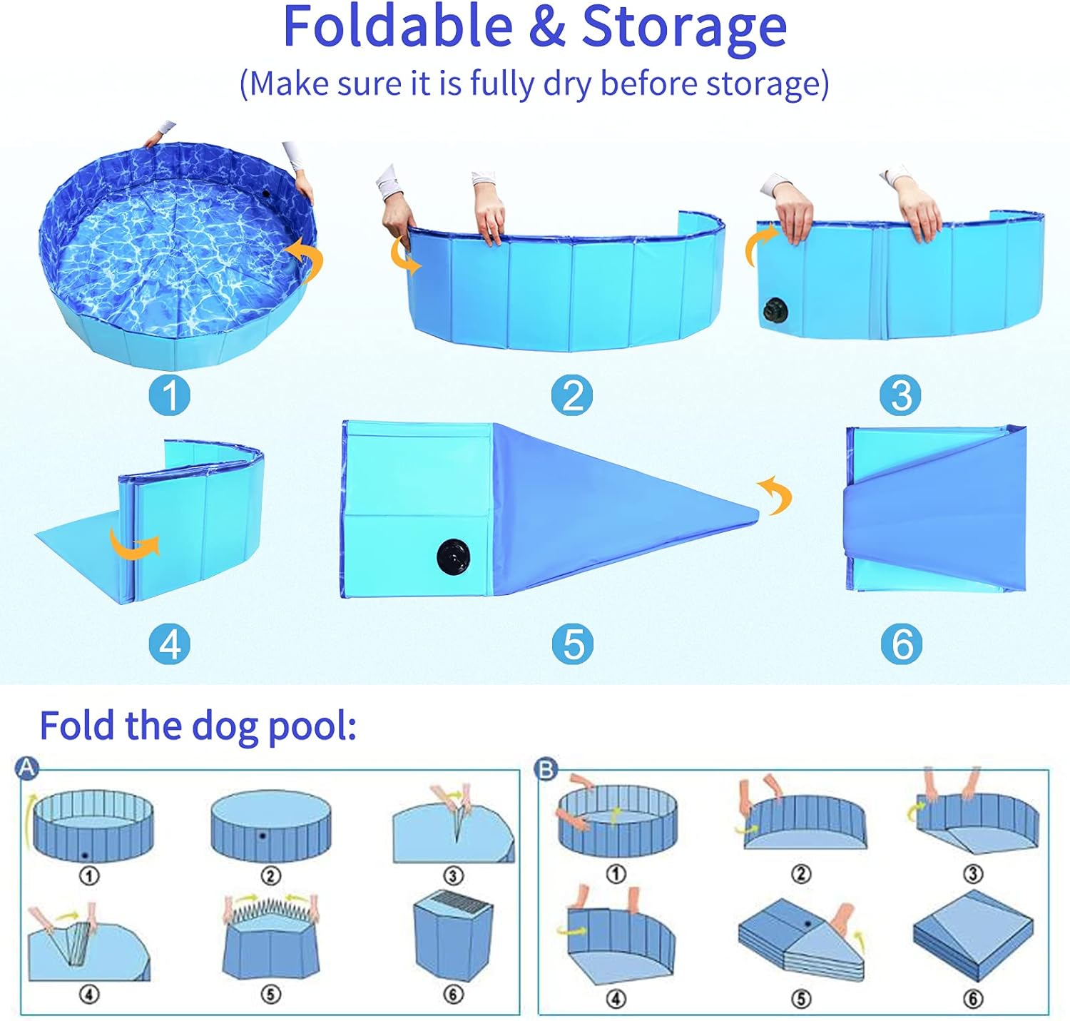 Collapsible Dog Pool with Non-Slip PVC Board L165856
