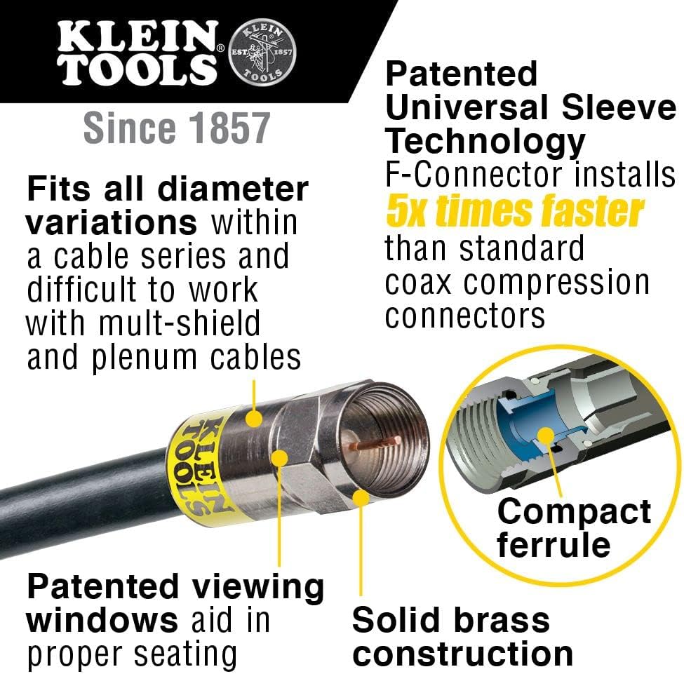 Coax Installation Kit with Crimp Tool, Cable Cutter, Stripper and F Connectors with Storage Bag P8734