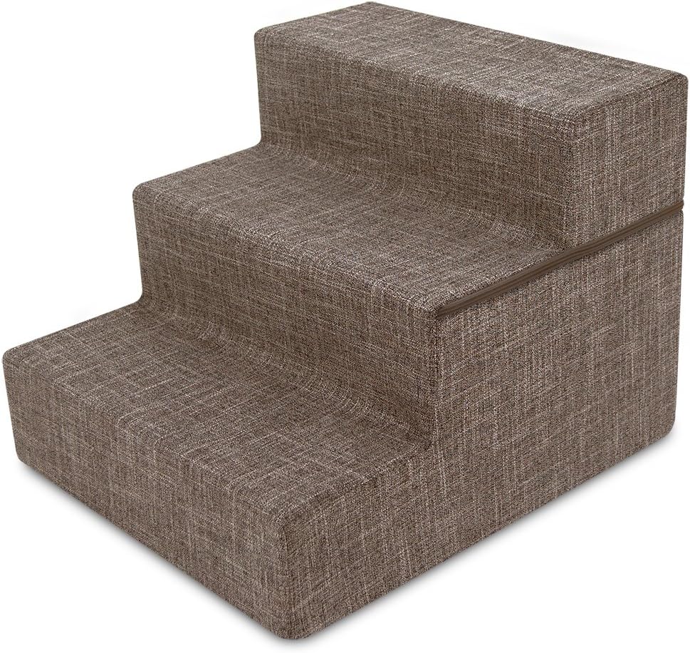 Ash Gray Linen 3-Steps Pet Stairs Pack of 2 T7148