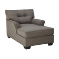 Taupe Gray Fabric Upholstered Chaise with Tufted Back and Flared Arms N578